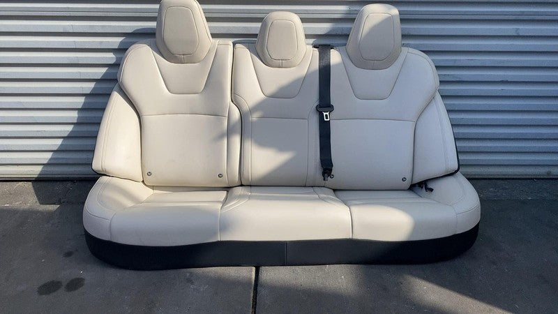 ⭕ 2016-2020 Tesla Model S Rear 2nd Row Beige Leather Seat Upper + Lowe