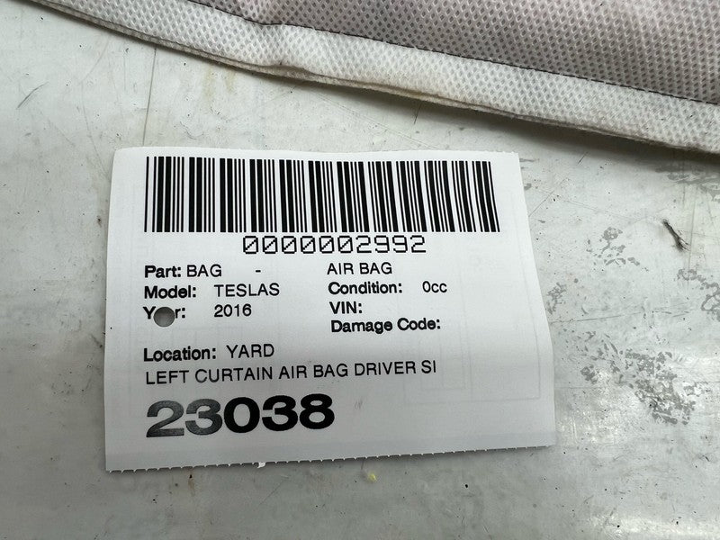 ⭕ 12-20 Tesla Model S Driver Side Roof Curtain Safety Airbag Left 1005