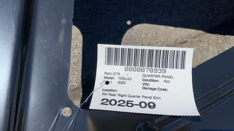 ⭕ 2021 2022 2023 Tesla Model 3 Rear Passenger Side Quarter Panel Skin Right RH