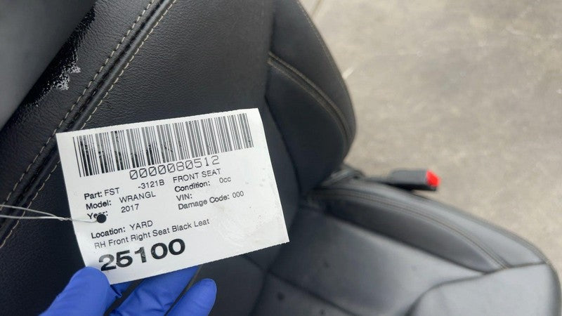 ⭕ 11-17 Jeep Wrangler Front Passenger 1st Row Bucket Seat Black Leather Right RH