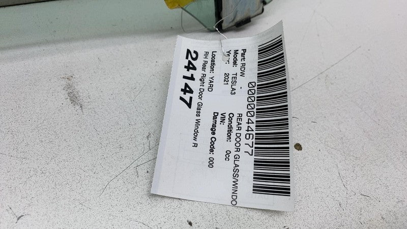 ⭕17-23 Tesla Model 3 Rear Passenger Side Door Window Glass Right Singl