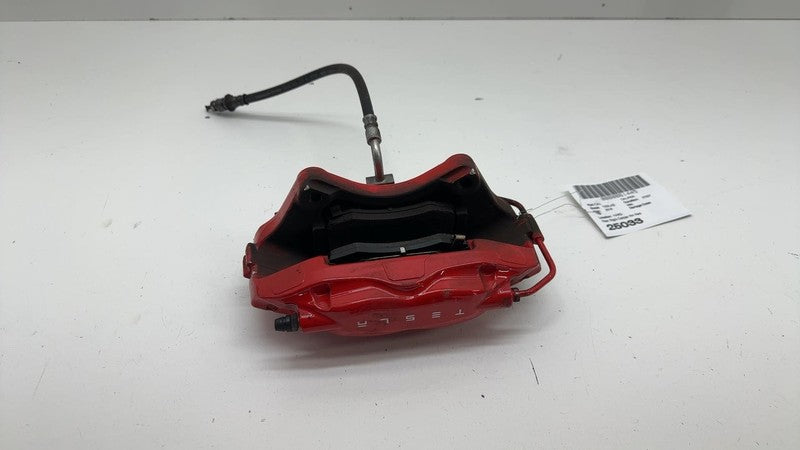 ⭕ 12-20 Tesla Model S Rear Passenger Side Caliper Red w/ Brake Hose Li