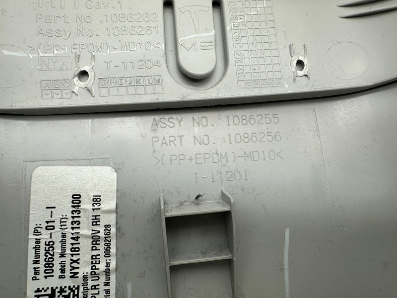 1086255 01 I ⭕17-23 Model 3 Passenger Side B-Pillar Upper Trim Cover Panel Right 1086255-01-I