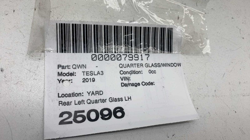 108070300H ⭕ 2017-2020 Tesla Model 3 Rear Left Quarter Fixed Window Glass LH 1080703-00-H