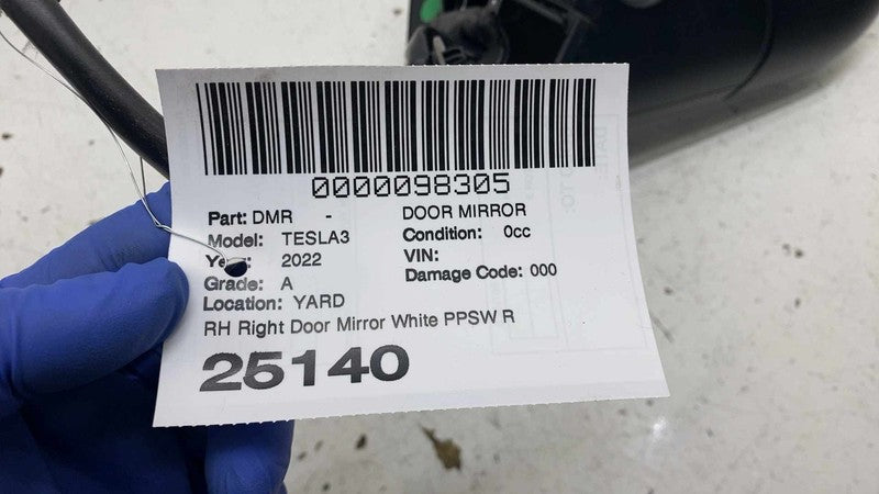 ⭕ 2021-2026 Tesla Model 3 Front Side Exterior Rear View Door Mirror Wh
