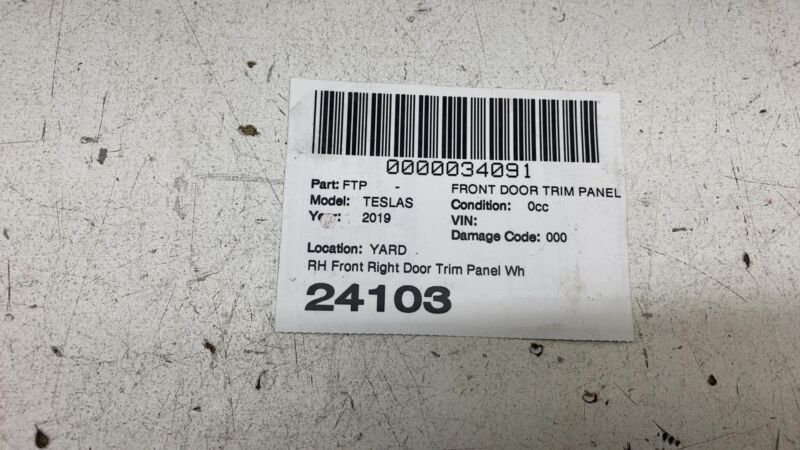 1007936-53-N ⭕ 2012-2020 Tesla Model S Front Right Door Panel Trim Card Cover RH 1007936-53-N