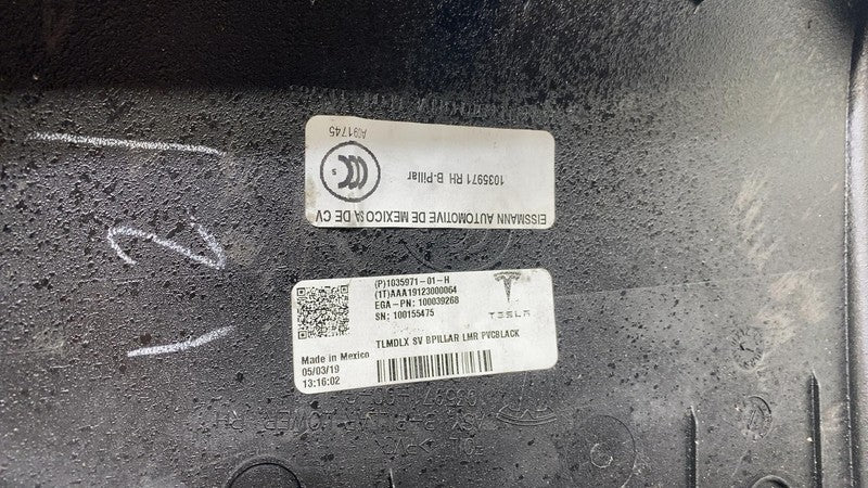 103597101H ⭕16-20 Model X Passenger Side B-Pillar Lower Trim Cover Panel Right 1035971-01-H