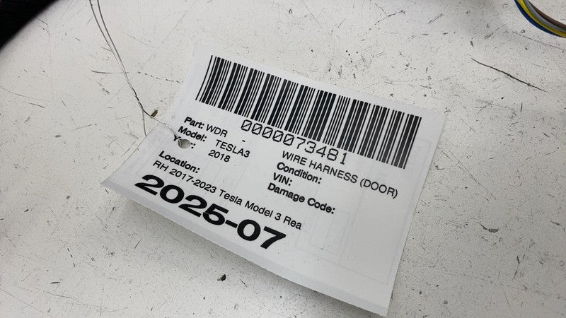 ⭕17-19 Tesla Model 3 Rear Door Wiring Harness Cable Wire Loom Right 20