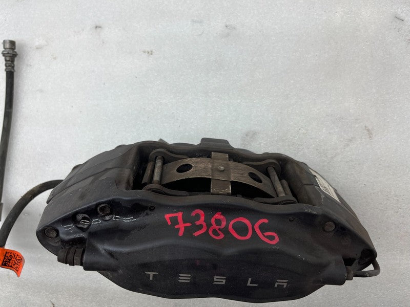 102762100D ⭕16-20 Model X MX Front Driver Side Caliper w/ Brake Hose Line Left 1027621-00-D