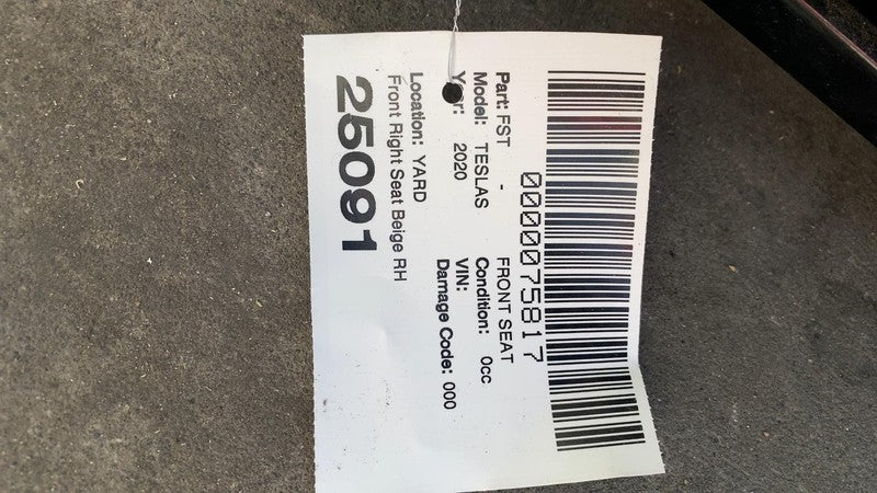 ⭕ 2016-2020 Tesla Model S Front Left 1st Row Seat Upper & Lower Cushio