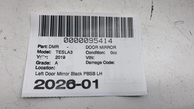 ⭕17-20 Tesla Model 3 Left Exterior Rear View Door Mirror Black PBSB 11