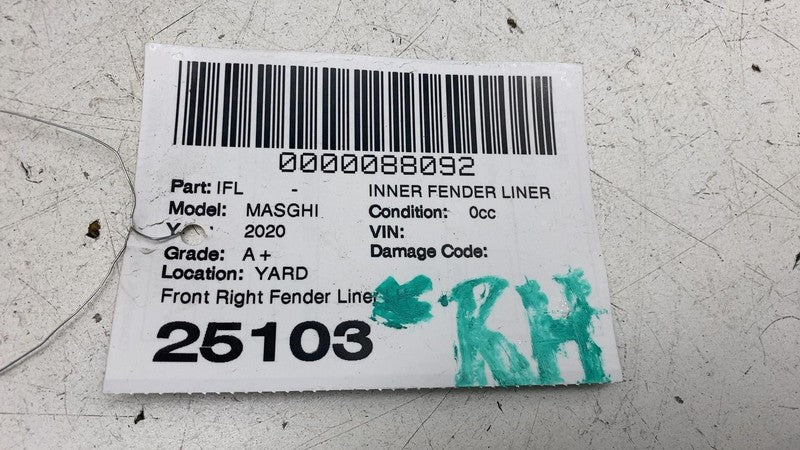 ⭕ 14-20 Maserati Ghibli Front Left Side Wheel Inner Fender Liner Splas