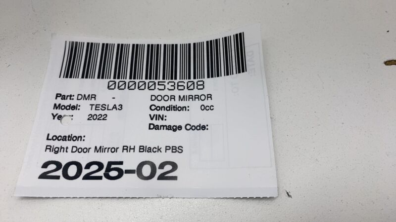 ⭕ 21-25 Tesla Model 3 Front Right Exterior Rear View Door Mirror RH Black PBSB