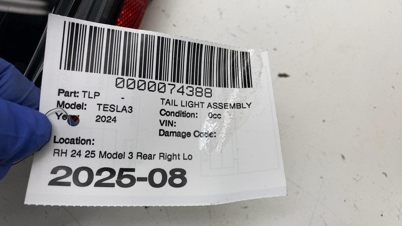 1712514-00-D ⭕24 25 Model 3 Rear Right Lower Bumper Taillight Lamp LED Reflector 1712514-00-D