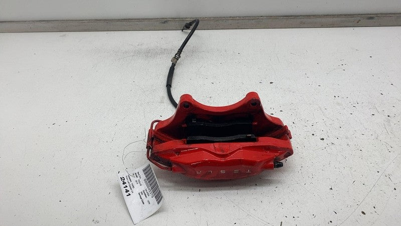 2012-2020 Tesla Model S Front Driver Side Caliper Red w/ Brake Hose Li