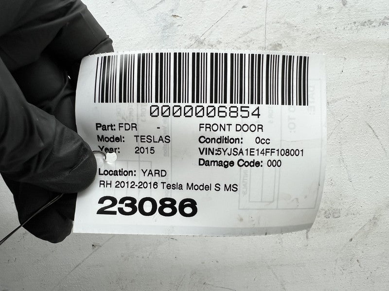 1007372-01-L 2012-2015 Tesla Model S Front Passenger Side Door Shell Panel Right Black - PBSB