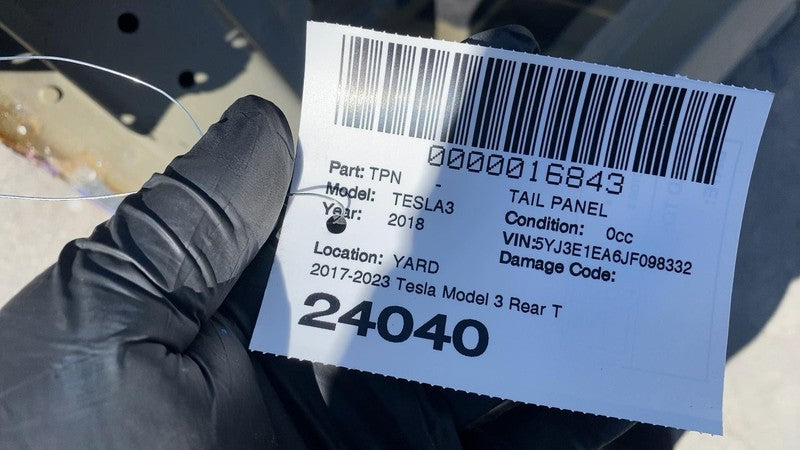 ⭕ 2017-2023 Tesla Model 3 Rear Tail Panel Bucket + Upper & Lower Rail 