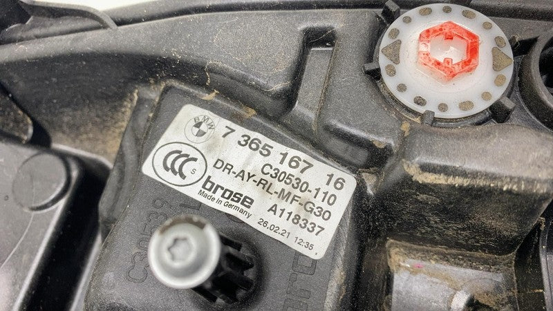 2018-2021 BMW 530e G30 Rear Driver Side Window Regulator & Carrier Lef