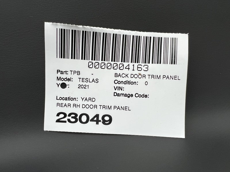 2021-2023 Tesla Model S Rear Passenger Side Panel Door Trim Card Right