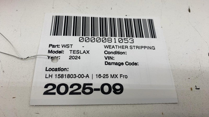⭕ 16-25 Tesla Model X MX Front Driver Side Door Secondary Seal Left 15