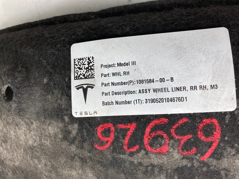 ⭕ 17-23 Model 3 Rear Right Quarter Wheelhouse Liner Splash Shield 1081