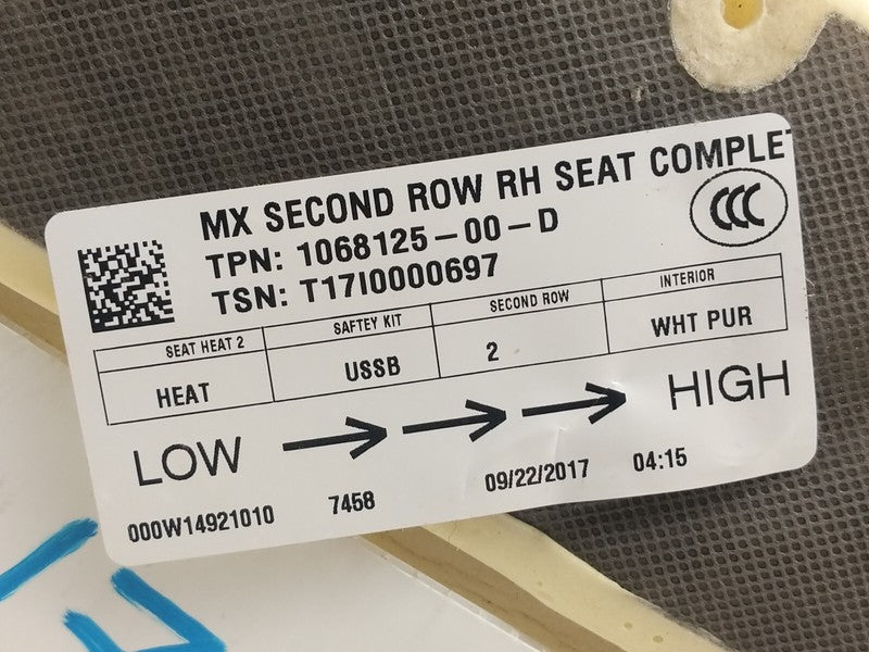 ⭕16-20 Model X Rear Passenger Side 2nd Row Seat Upper Cushion Right 10