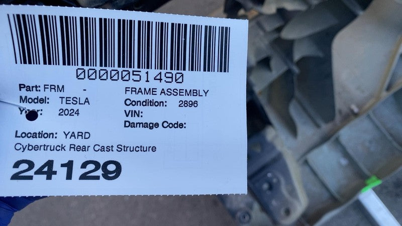 2128750 ST A 2024-2025 Tesla Cybertruck Rear Cast Under Body Frame Structure (DAMAGE PRESENT)