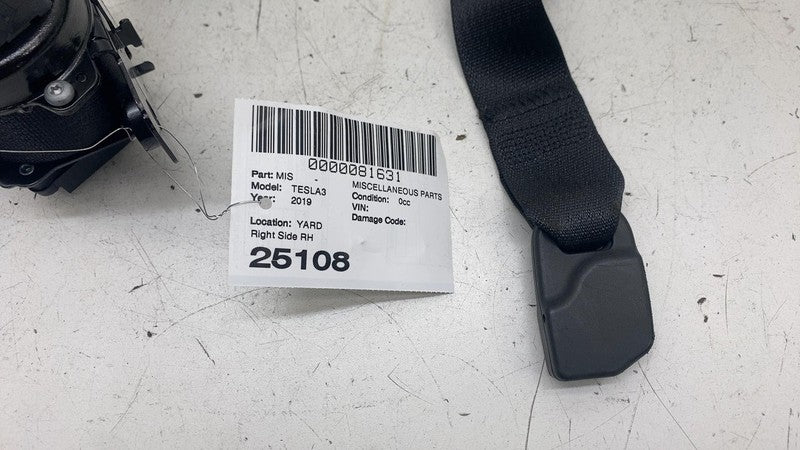 108127901F ⭕ 2017-2023 Tesla Model 3 Front Right 1st Row Seat Belt & Retractor 1081279-01-F