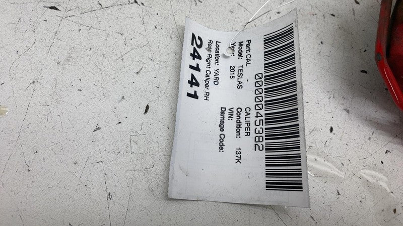 1042642-01-A 2012-2020 Tesla Model S Rear Passenger Side Caliper Red w/ Brake Hose Line Right