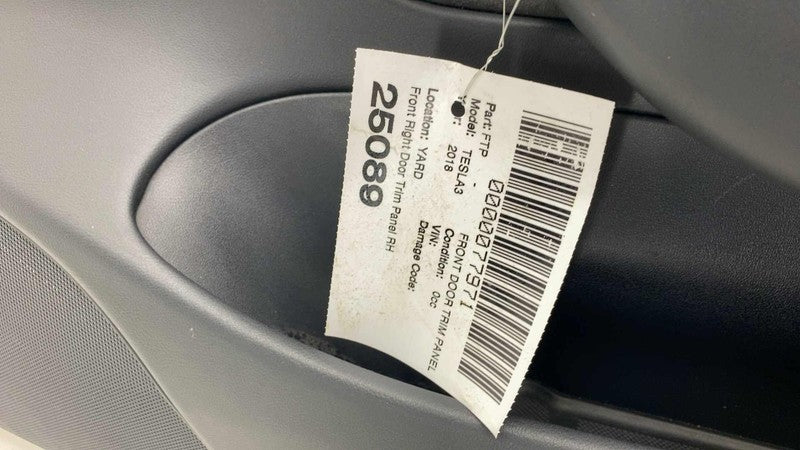 1090411-01-I ⭕ 17-20 Tesla Model 3 Front Right Interior Door Panel Trim Card OEM 1090411-01-I