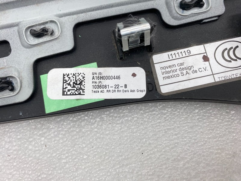 103608122B ⭕ 16-20 Model X MX Rear Right Door Trim Card Molding Dark Ash Graph 1036081-22-B