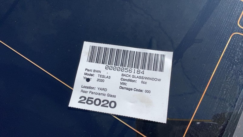 1472925 99 C ⭕ 2017-2020 Tesla Model 3 Rear Trunk Panoramic Backlite Roof Glass Back Section