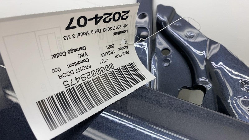 ⭕  17-23 Tesla Model 3 Front Passenger Side Door Shell Panel Right RH 