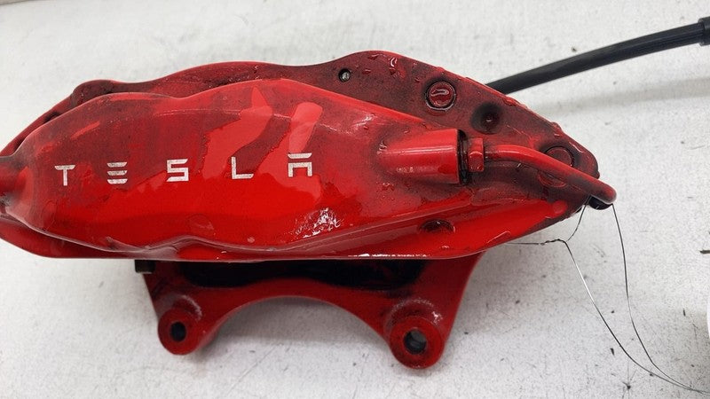 2012-2020 Tesla Model S Front Driver Side Caliper Red w/ Brake Hose Li
