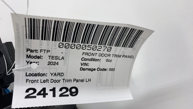 1819277 00 2024 2025 Tesla Cybertruck Front Driver Side Door Trim Panel Card White Left LH