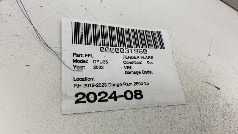 ⭕ 19-23 Dodge Ram 2500 3500 Rear Right Fender Moulding Flare White 401