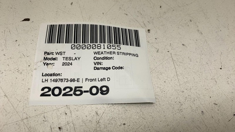 ⭕ 20-25 Tesla Model Y Front Left Door Body Weatherstrip Rubber Seal 14
