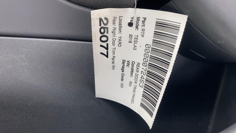 1090415-01-H ⭕ 2017-2020 Tesla Model 3 Rear Interior Door Panel Trim Card Right 1090415-01-H
