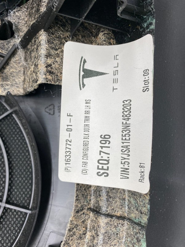 1633772 01 F ⭕2021-2023 Tesla Model S Rear Driver Side Door Panel Trim Card Left 1633772-01-F