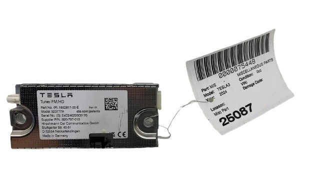 ⭕ 24-25 Tesla Model 3 M3 Radio Tuner Module FM/HD OEM 1852817-00-E Model 920777A