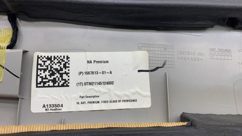 2017-2022 Tesla Model 3 M3 Roof Headliner Ceiling Panel Trim Cover & Speaker OEM
