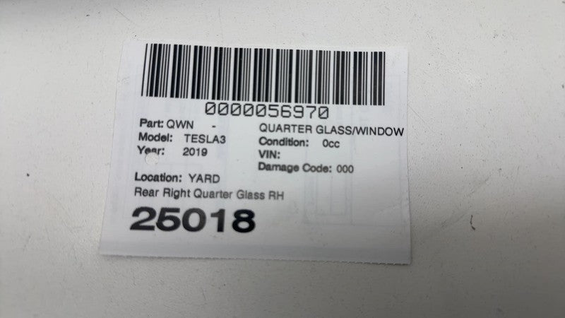 ⭕ 2017-2020 Tesla Model 3 Rear Right Quarter Fixed Window Glass OEM 10