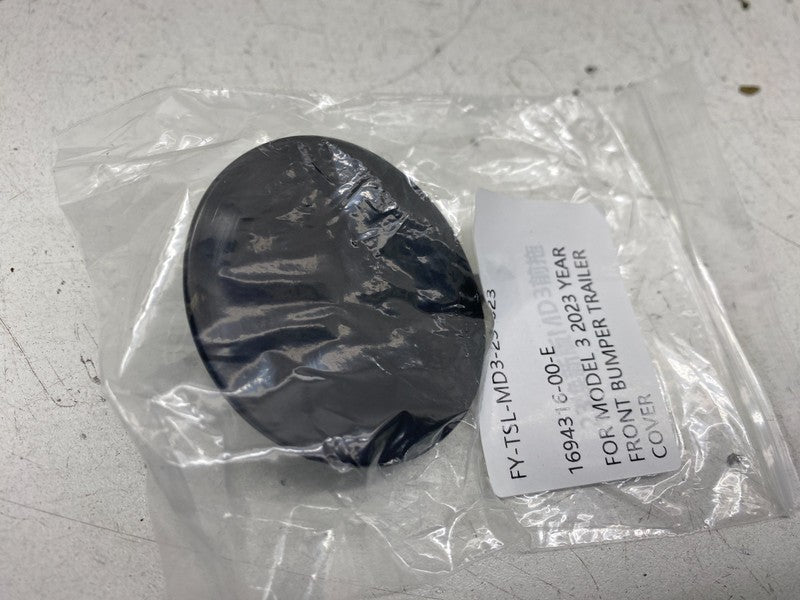 1694316 00 E ⭕ 24-26 Tesla Model 3 Front Bumper Tow Hook Trailer Cover Non-Perf 1694316-00-E