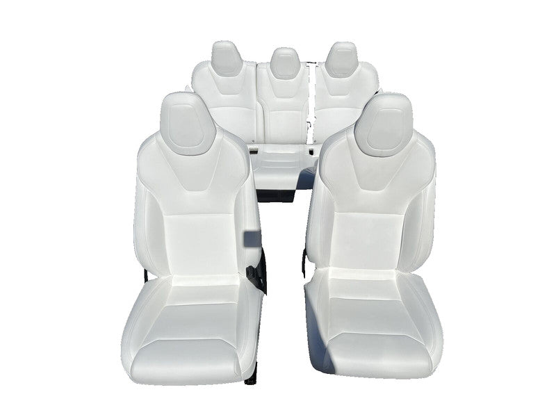 ⭕ 18-20 Tesla Model S Left & Right Front Bucket Seat + Rear 2nd Row Seat White