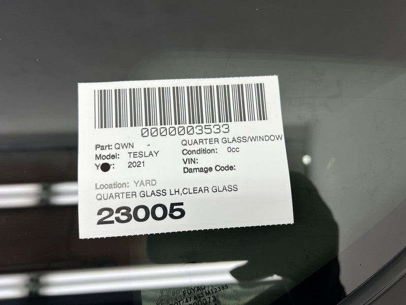 2020-2023 Tesla Model Y MY Rear Driver Side Quarter QTR Window Fixed Glass Left