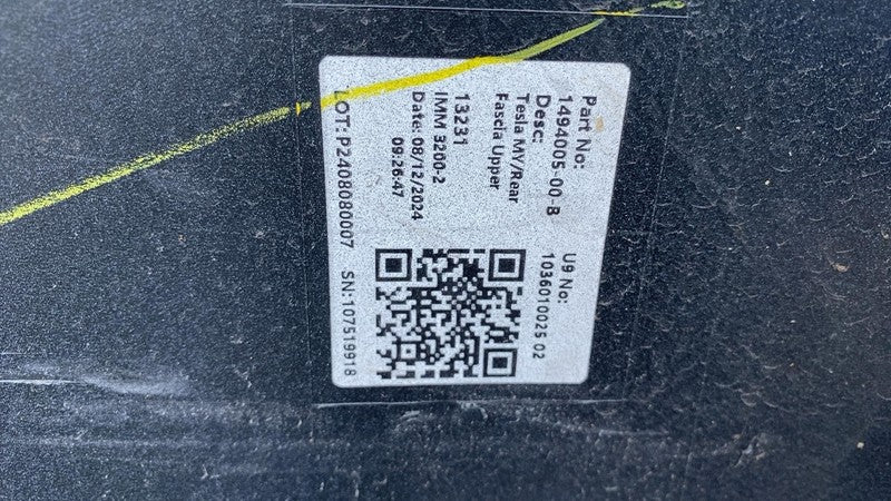 2023 2024  Tesla Model Y MY Rear Bumper Fascia Cover Assembly Black - 