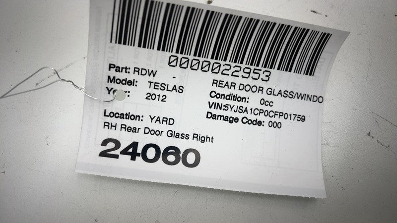 ⭕ 2012-2015 Tesla Model S MS Rear Passenge Side Door Window Glass Righ