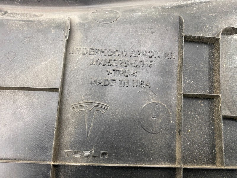 100632800E ⭕ 12-15 Model S Front Passenger Under Hood Apron Trim Cover Right 1006328-00-E