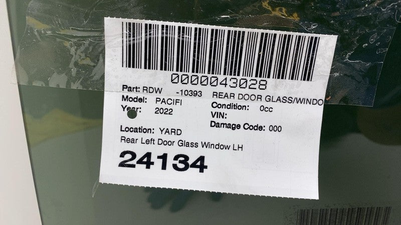 E4 43R-000186 ⭕ 2021-2024 Chrysler Pacifica Rear Driver Side Door Window Glass Left 43R-000186