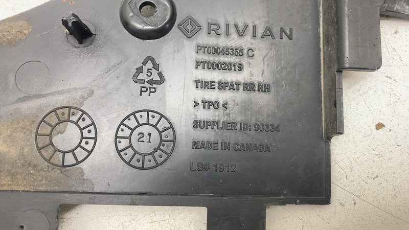 ⭕ 22-24 Rivian R1T R1S Rear Right Side Mud Guard Flap Splash Shield PT